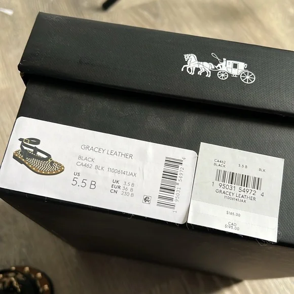 Coach Gracey Sandal - Leather (color - Black) size 5.5B - Picture 2 of 4